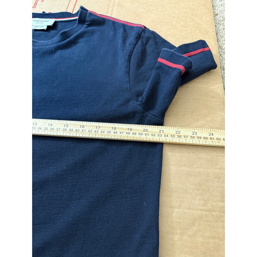 Thom Browne Navy Blue Stitch Cotton T-Shirt Size 3 Made in Japan With Issue - Picture 4 of 8
